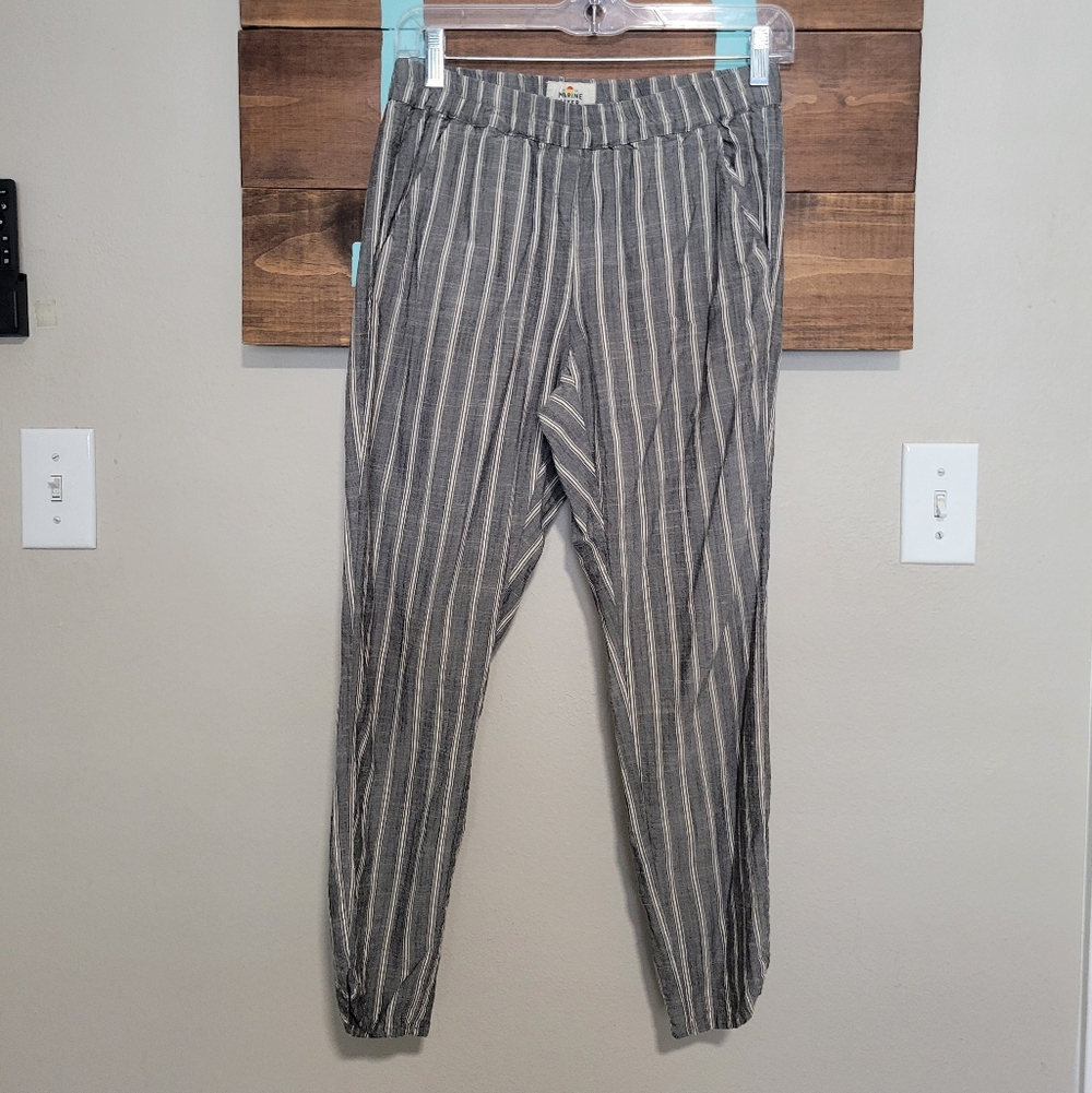 Marine Layer Gray White Striped Casual Allison Pants Lyocell Blend Size X-Small